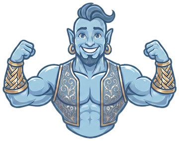 Front Office Genie genie mascot logo